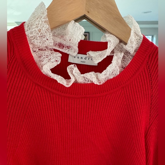 Sandro short sleeve lace collar sweater - Picture 2 of 5